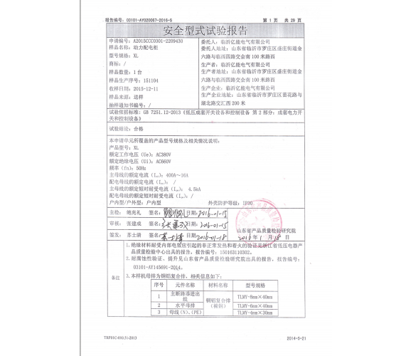 安全性式試驗(yàn)報告