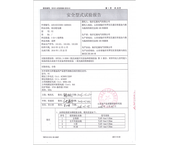 安全型式試驗(yàn)報告